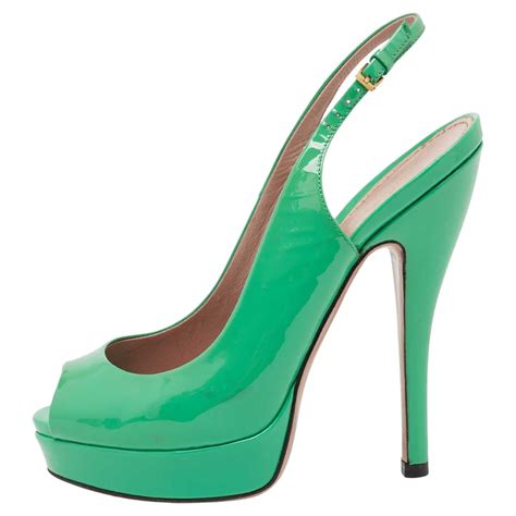 gucci green leather heels|Gucci high heels platform.